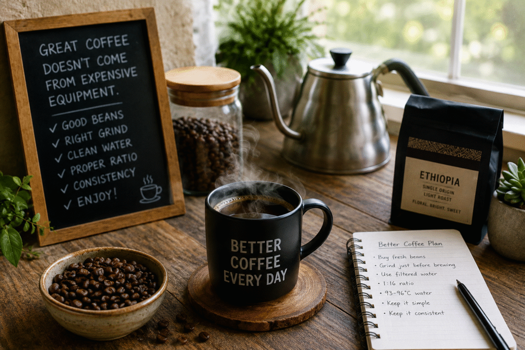 How to Brew Better Coffee at Home Without Expensive Equipment