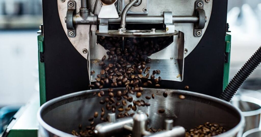 Burr coffee grinder with coffee beans